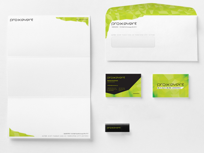 Pro-X Event rebranded stationery
